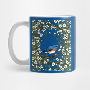 A Missouri Eastern Bluebird Surrounded By Hawthorn Blossom Mug